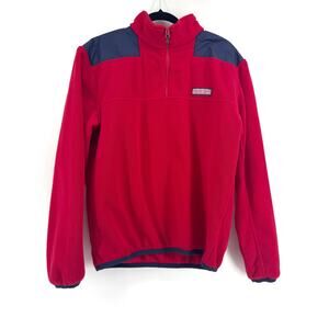 Vineyard Vines 1/4 Zip Harbor Snap Fleece Pullover Mens Size Medium Navy Red